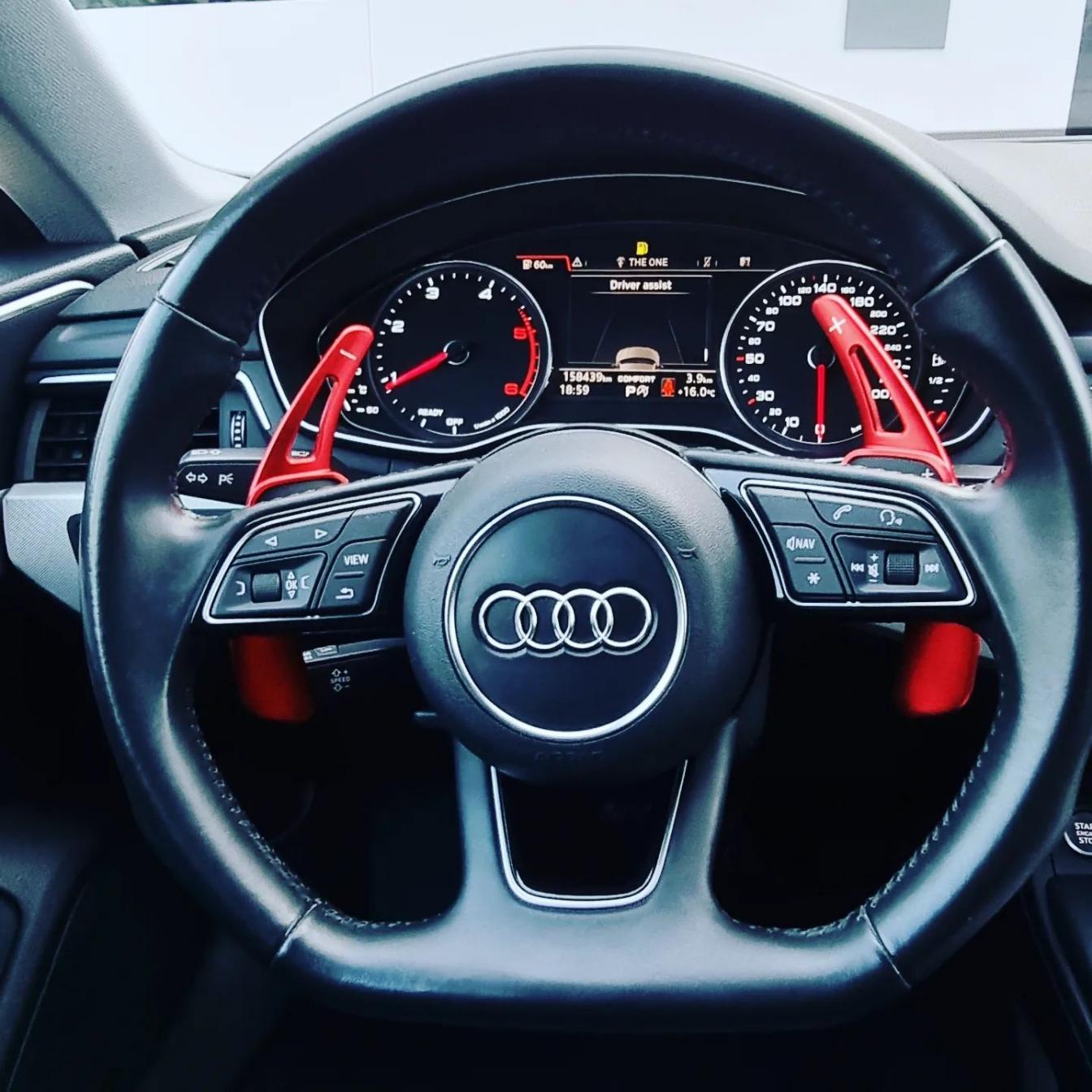 Red Audi A5 TDI S-Line for rent in Marbella – 2.0L diesel, automatic, stylish 5-seat limousine.