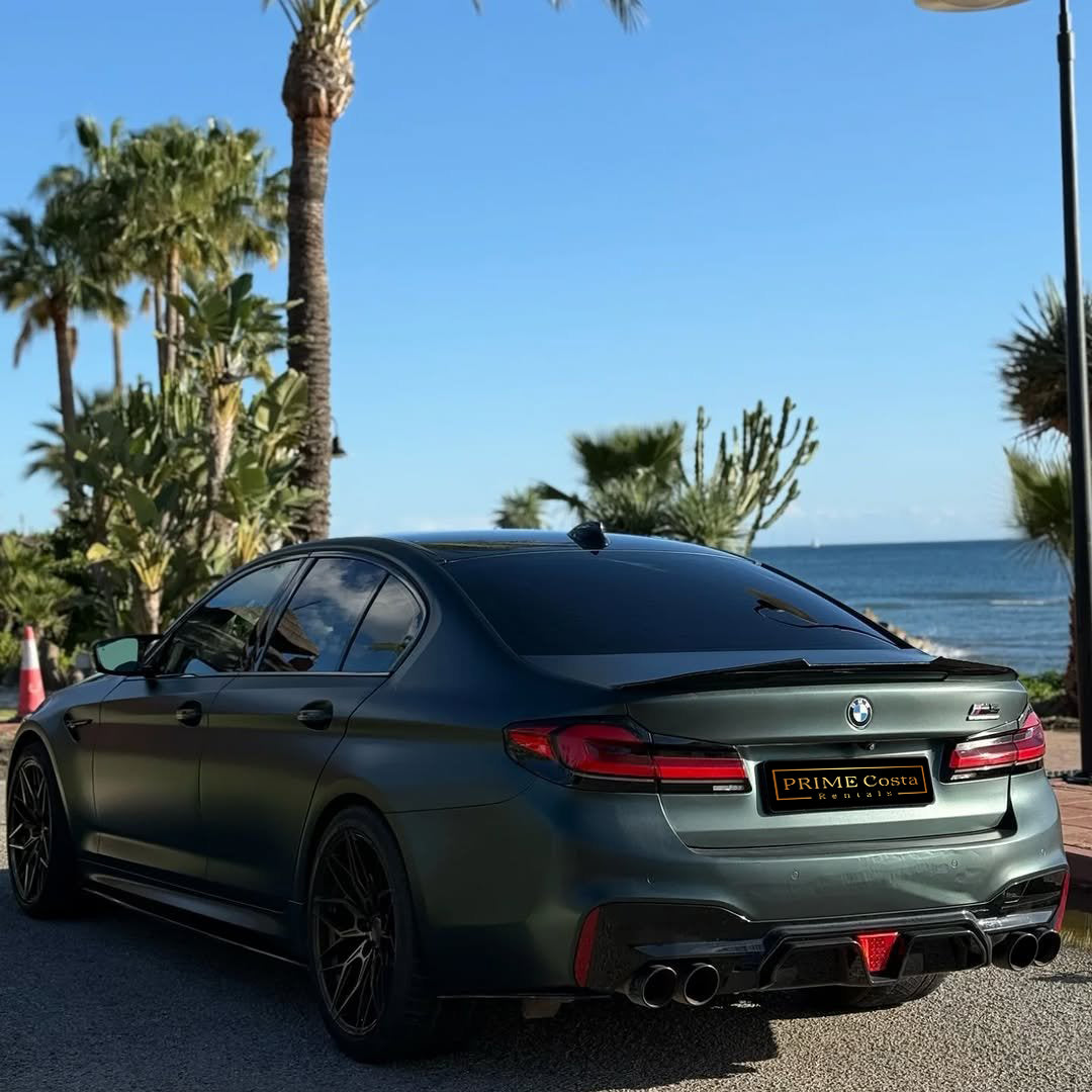 BMW M5 Competition 800hp Stage 2 super sedan for rent in Marbella – tuned V8, high-performance drive.
