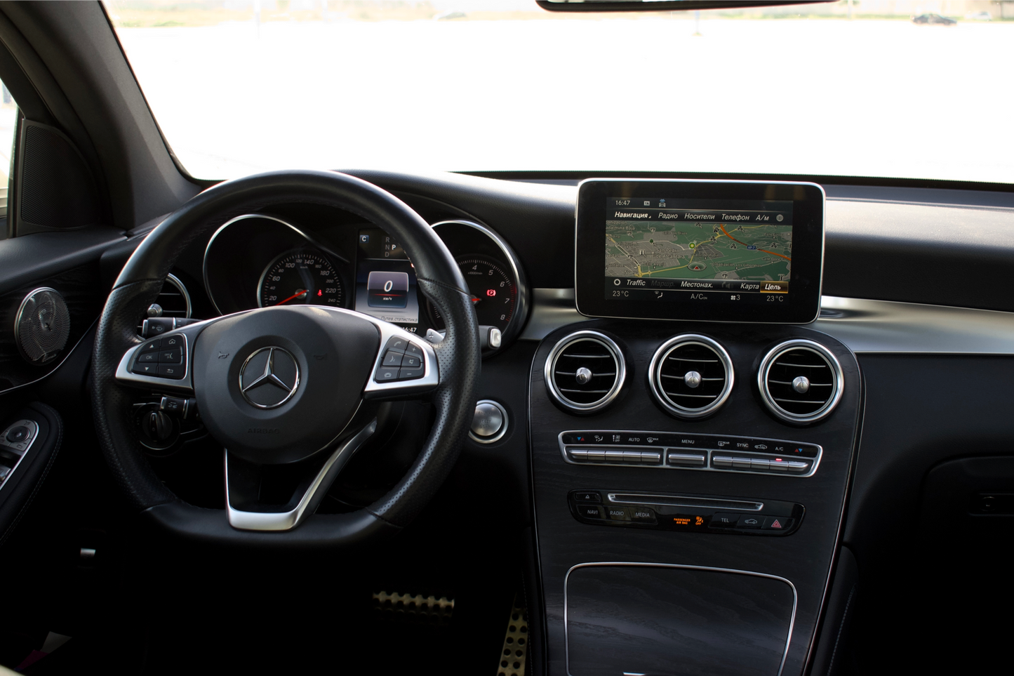 Grey 2019 Mercedes-Benz GLC Coupe parked in Marbella, available for rent at Prime Costa Rentals.