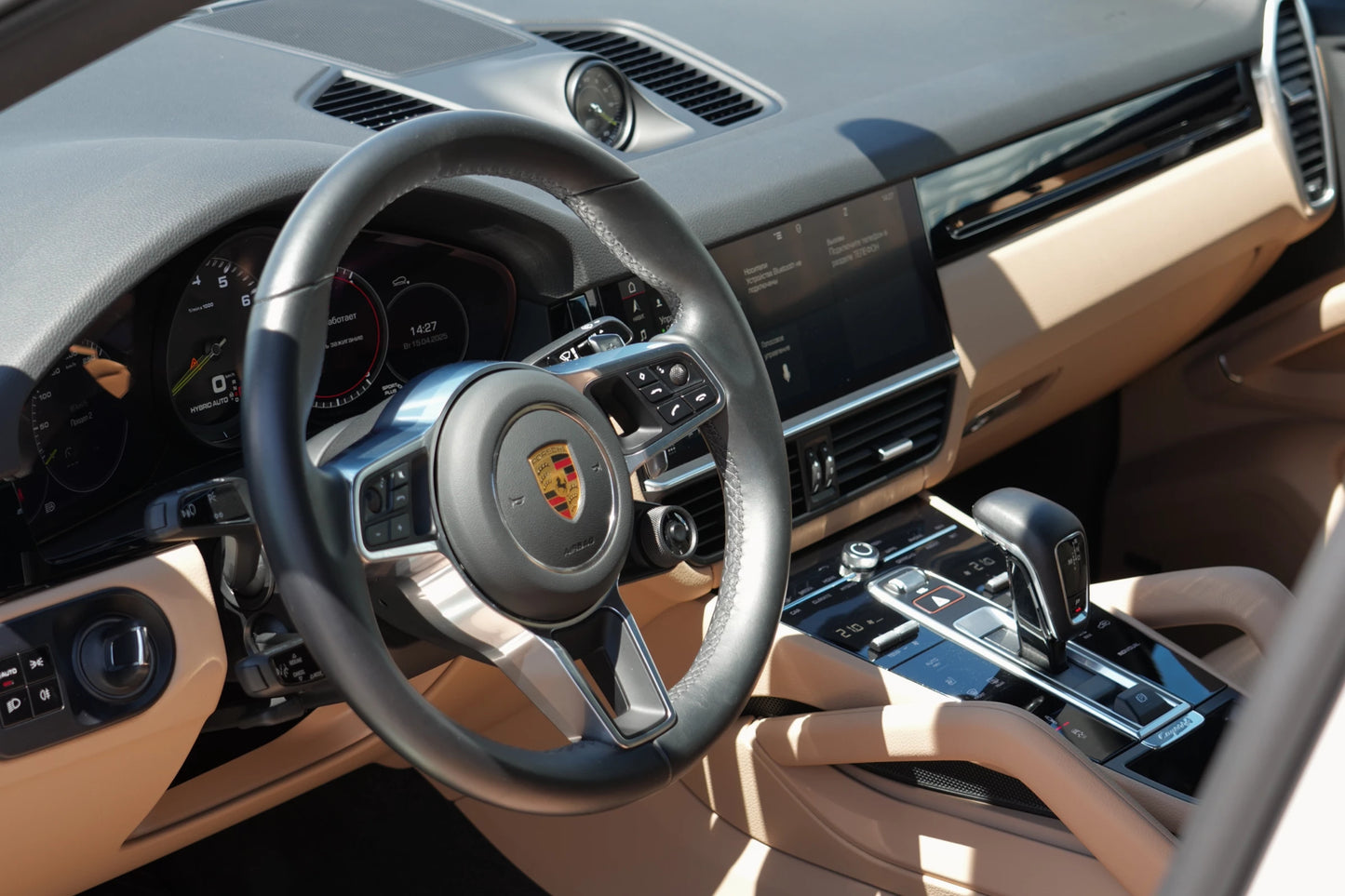 Grey 2023 Porsche Cayenne Coupe E-Hybrid SUV parked in Marbella, available for rent from Prime Costa Rentals.