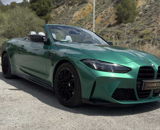 BMW M4 Competition Cabrio sports convertible for rent in Alicante – 510 HP, 3.7s 0–100 km/h, xDrive AWD, open-top driving.