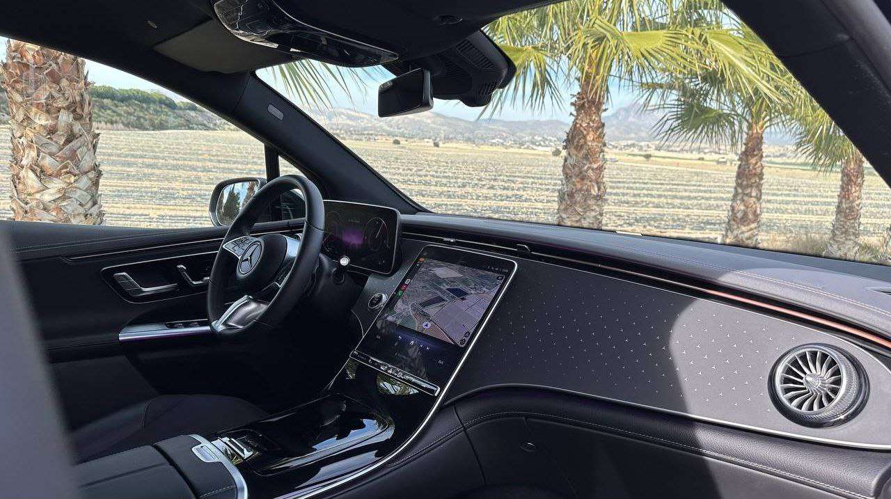 Mercedes-Benz EQE 350 luxury electric sedan for rent in Alicante β AWD, up to 600 km range, premium comfort.
