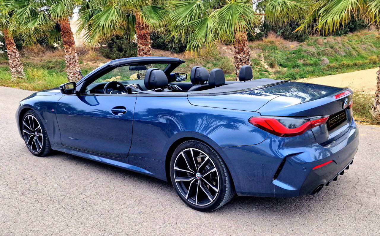 BMW 420 Cabrio convertible for rent in Alicante – luxury open-top sports car, automatic, premium driving experience.