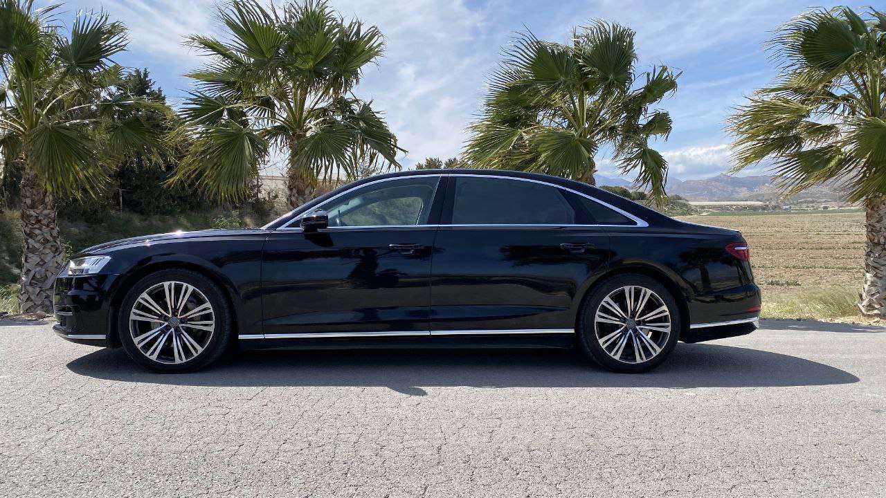 Audi A8 Long luxury executive sedan for rent in Alicante β extended comfort, automatic transmission, premium class.