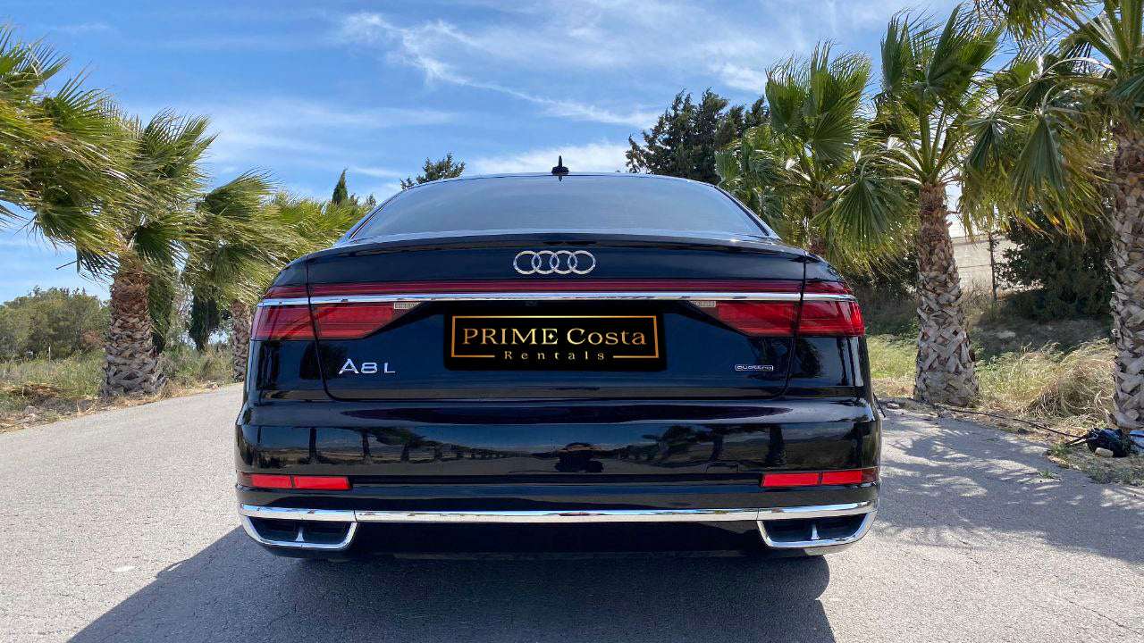 Audi A8 Long luxury executive sedan for rent in Alicante β extended comfort, automatic transmission, premium class.