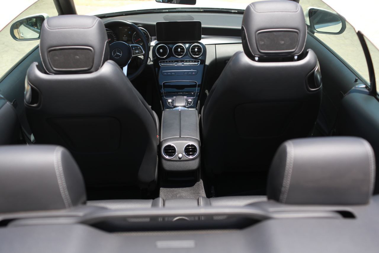Mercedes-Benz C 200 Cabrio luxury convertible for rent in Alicante β stylish design, premium comfort, retractable roof.