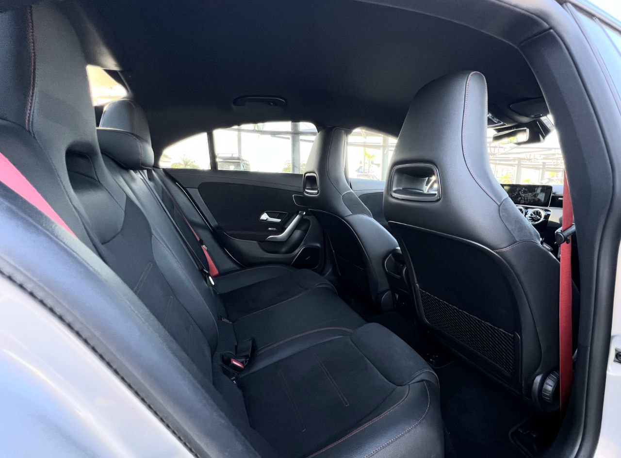 Mercedes-Benz CLA 45 AMG sports sedan for rent in Alicante β 381 HP turbocharged, luxury design, AWD.