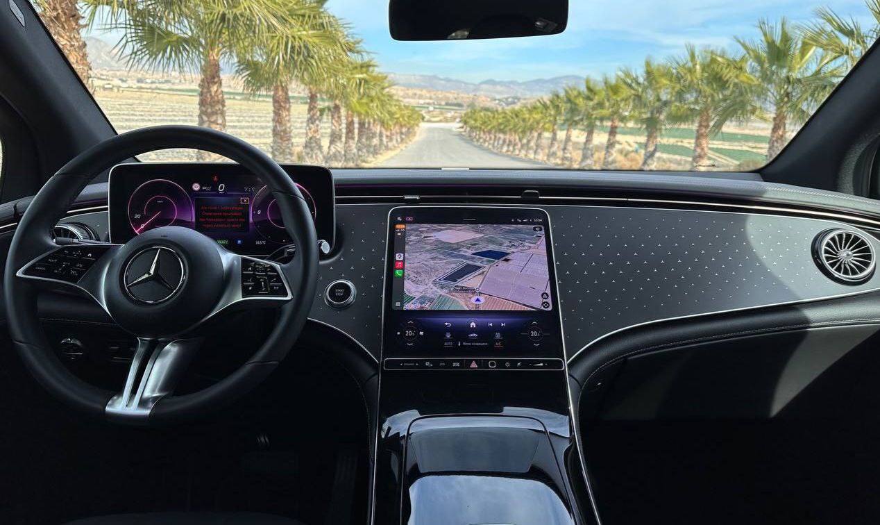 Mercedes-Benz EQE 350 luxury electric sedan for rent in Alicante β AWD, up to 600 km range, premium comfort.