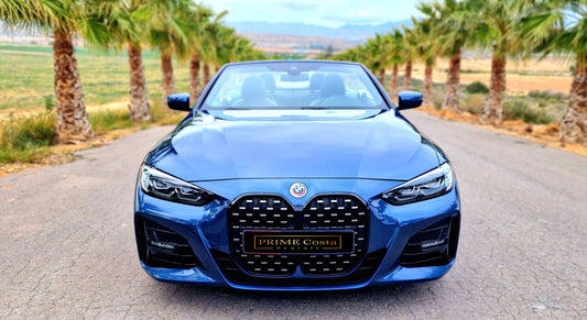 BMW 420 Cabrio convertible for rent in Alicante – luxury open-top sports car, automatic, premium driving experience.