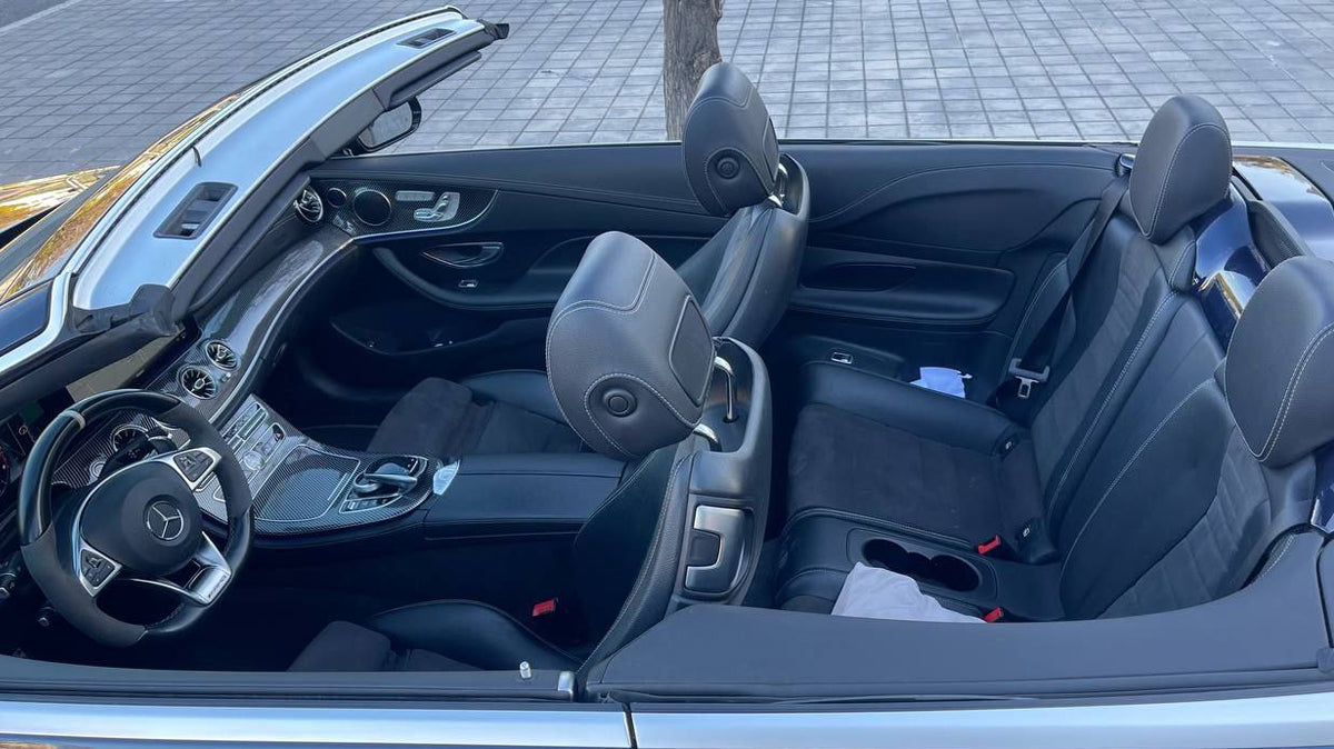 Mercedes-Benz E-Class Cabrio convertible for rent in Alicante β premium design, luxury open-top driving.