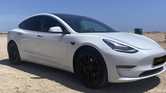 Tesla Model 3 electric sedan for rent in Alicante – 500 km range, premium features, 5 seats.