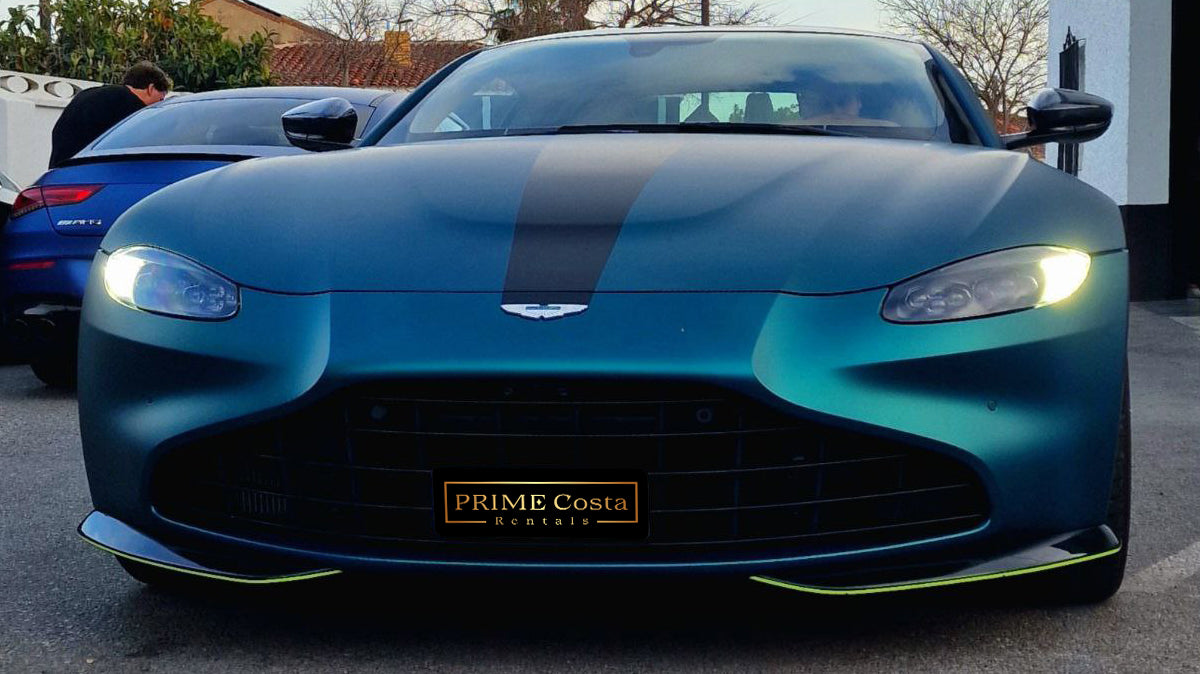 Aston Martin Vantage for rent in Marbella β 665 HP, 4.0L twin-turbo V8, automatic luxury sports car.