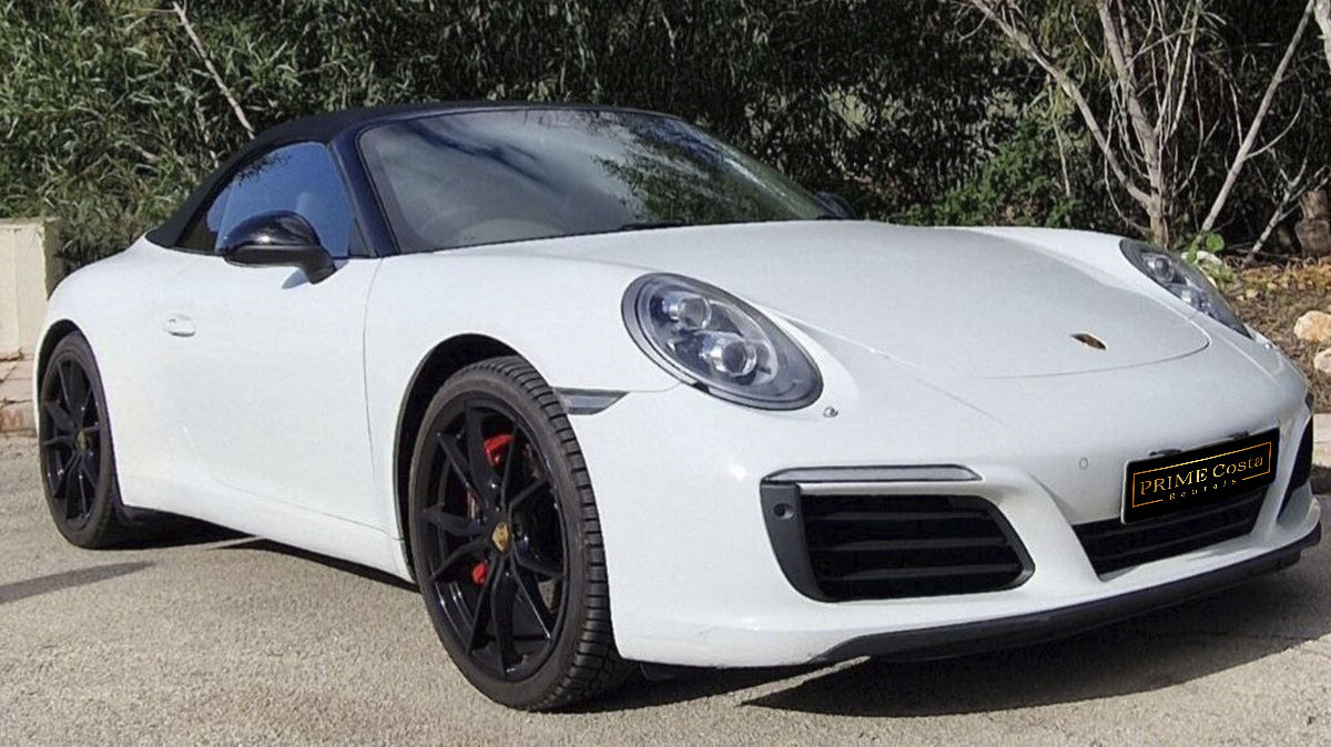 Porsche 911 Carrera Cabrio for rent in Alicante – convertible sports car, automatic, 2 seats.
