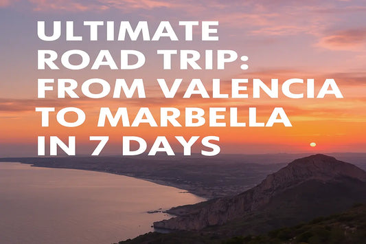 Sunset over the Mediterranean coast with mountains in view — scenic route between Valencia and Marbella, ideal for Spanish coastal road trips.