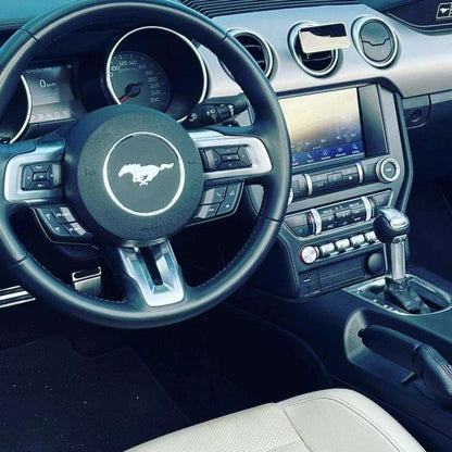 Ford Mustang Cabrio 2.3L turbo convertible for rent in Marbella – 350 HP, automatic, open-top driving.