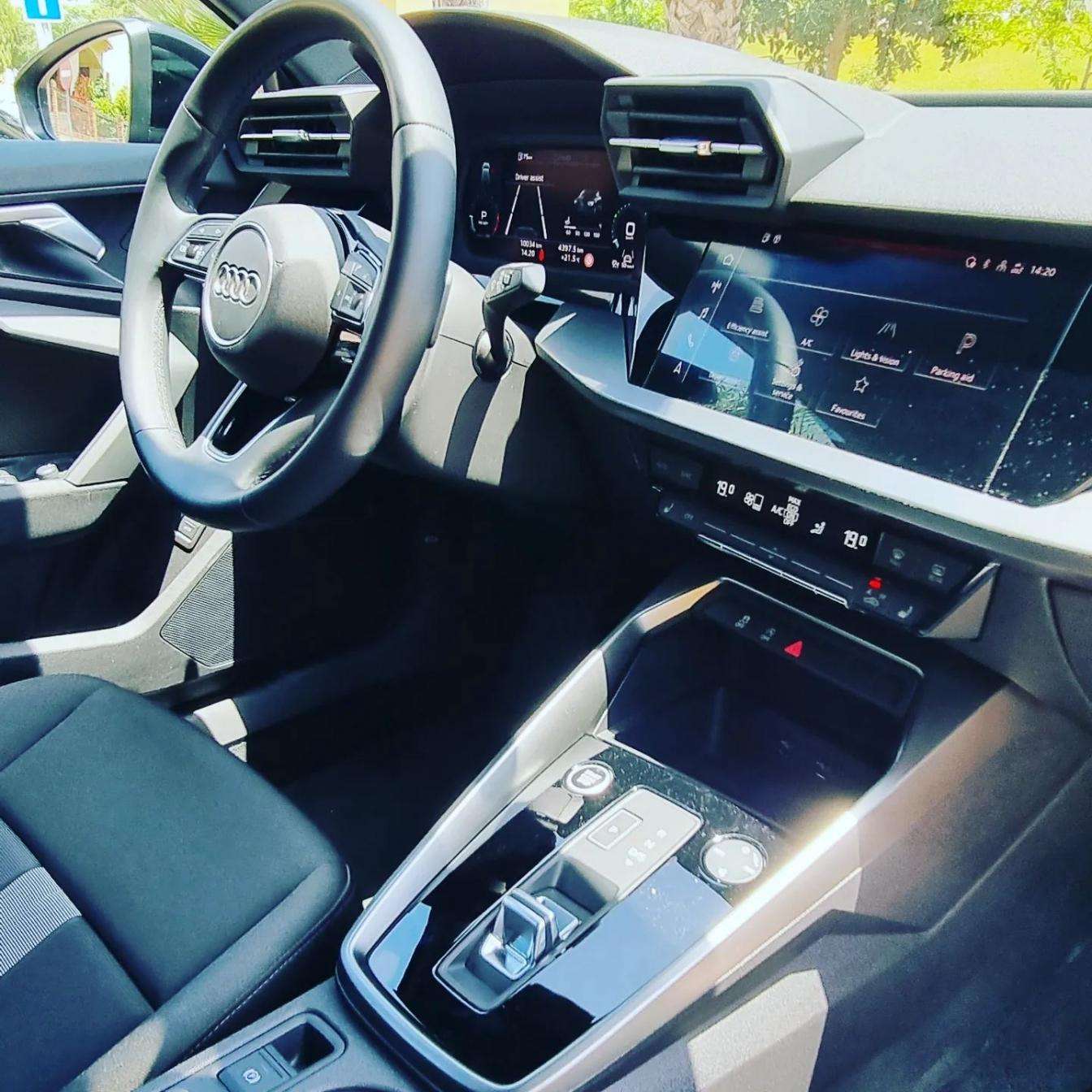 Black Audi A3 30 TFSI hatchback for rent in Marbella – automatic, 5-seater small car.