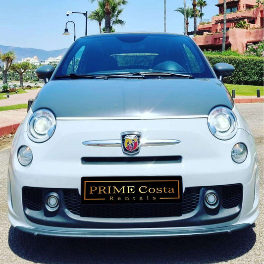 Abarth 500 Cabrio automatic convertible for rent in Marbella – 160 HP compact sporty car.  