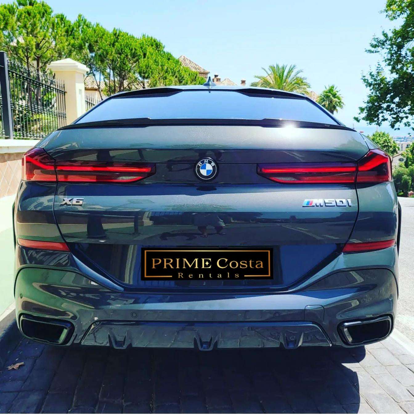 BMW X6 5.0M SUV in Nardo Grey for rent in Marbella – 530 HP, automatic 4WD luxury performance SUV.
