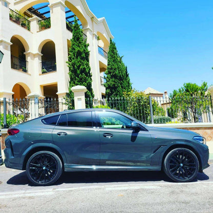 BMW X6 5.0M SUV in Nardo Grey for rent in Marbella – 530 HP, automatic 4WD luxury performance SUV.