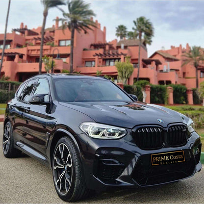 Black BMW X3 M Competition SUV for rent in Marbella – automatic, 5-seater, sporty high-performance vehicle.