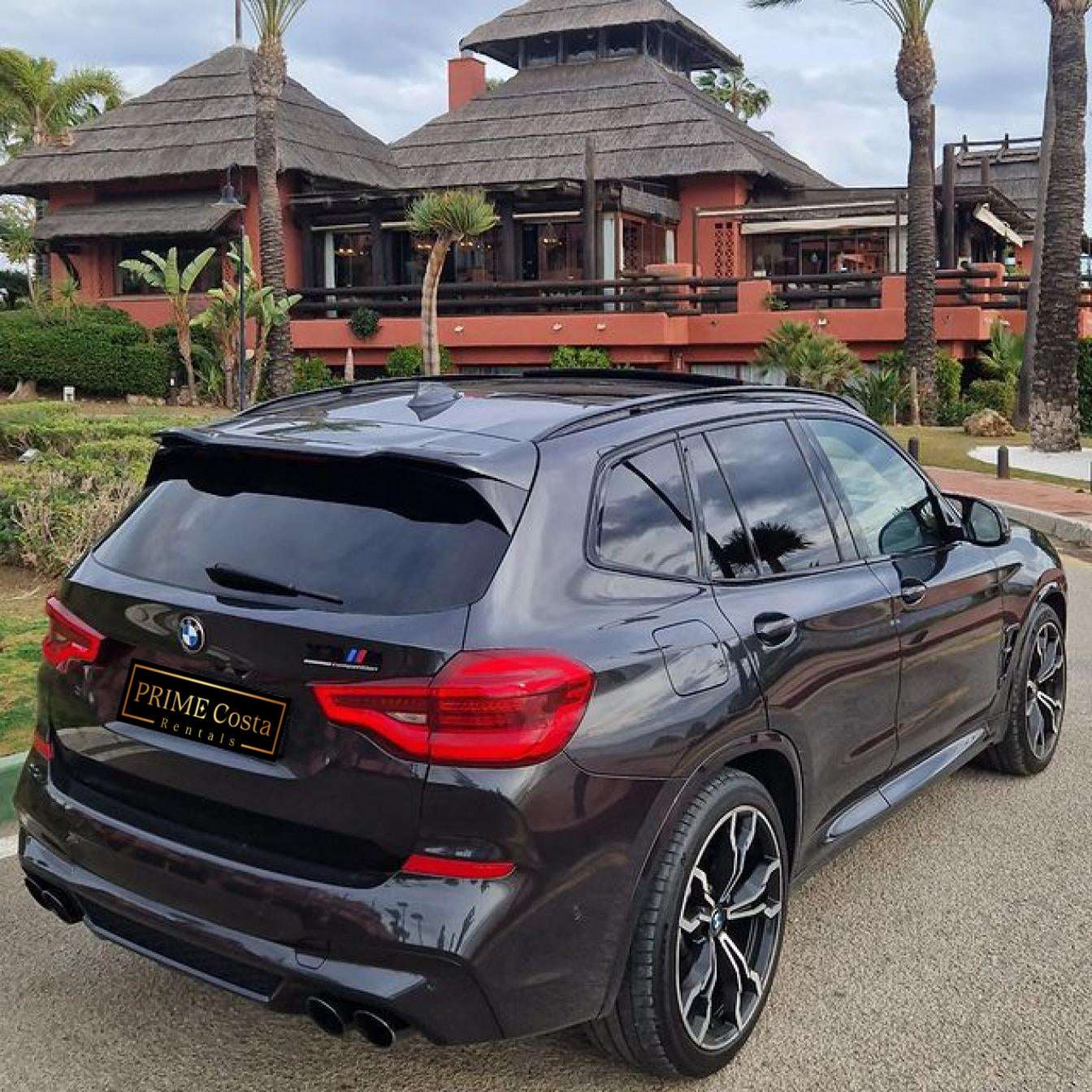 Black BMW X3 M Competition SUV for rent in Marbella – automatic, 5-seater, sporty high-performance vehicle.