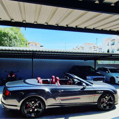 Silver Bentley GTC Cabrio for rent in Marbella – 4.0L V8, 520 HP, automatic luxury convertible with 4 seats.