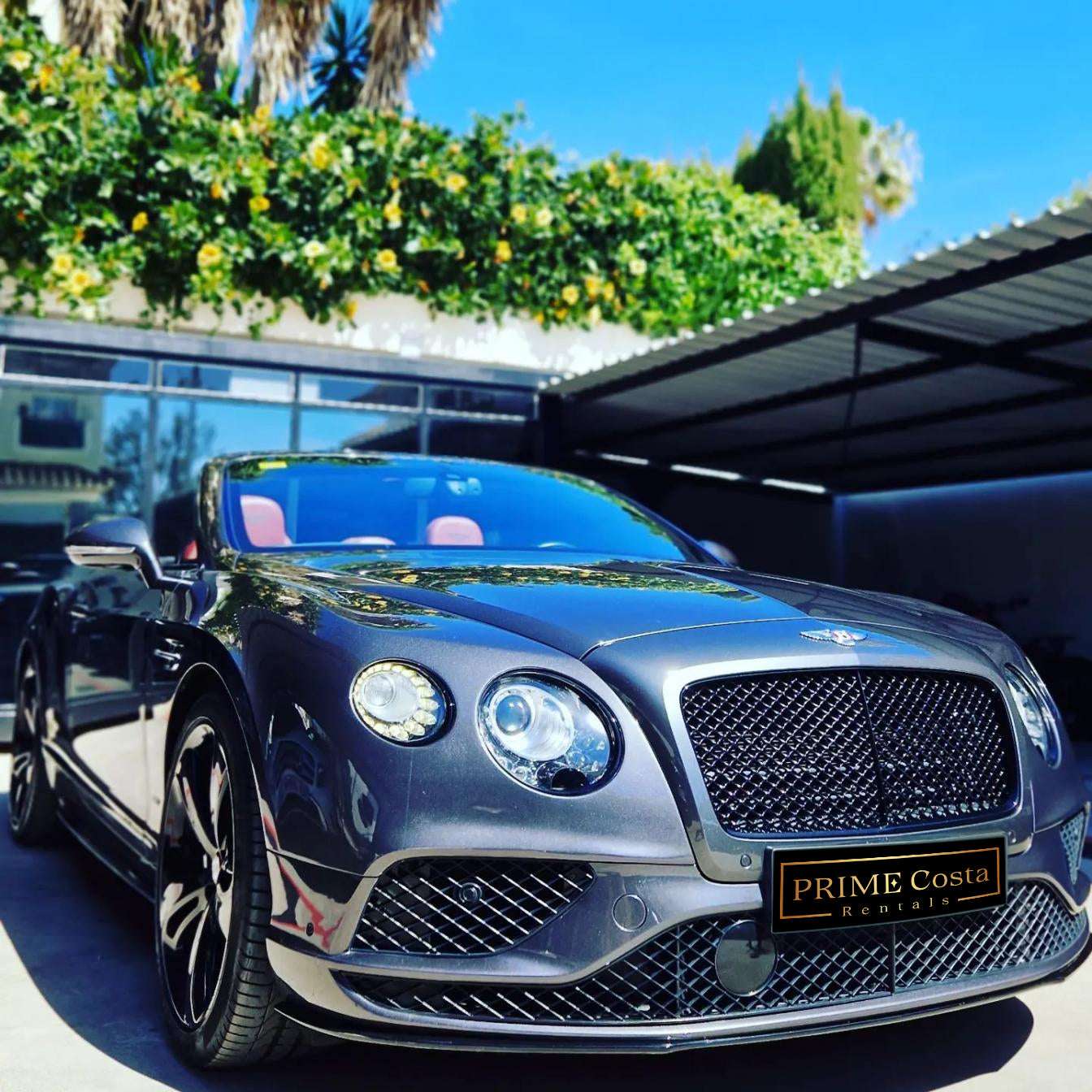 Silver Bentley GTC Cabrio for rent in Marbella – 4.0L V8, 520 HP, automatic luxury convertible with 4 seats.