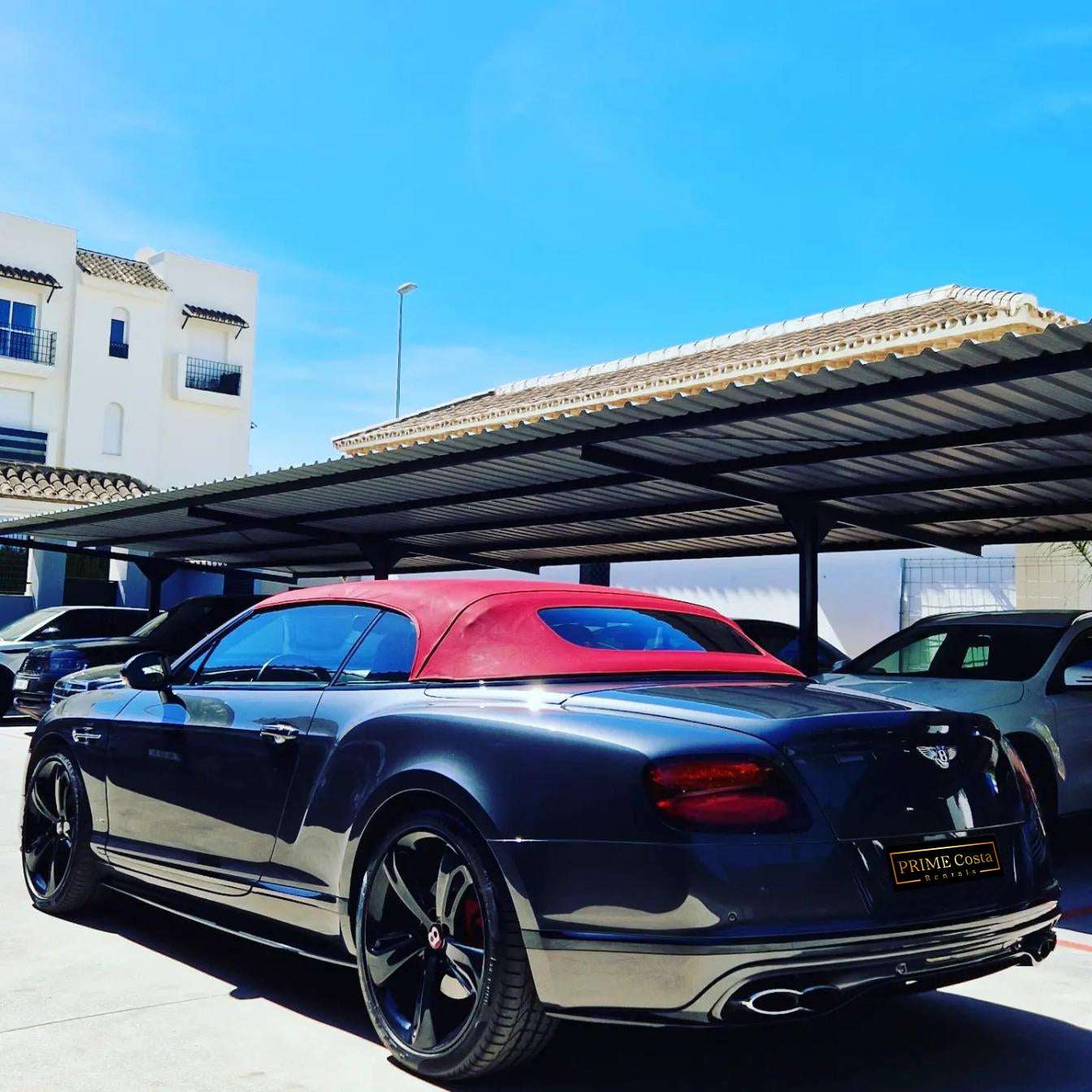 Silver Bentley GTC Cabrio for rent in Marbella – 4.0L V8, 520 HP, automatic luxury convertible with 4 seats.