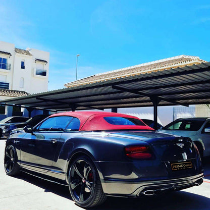 Silver Bentley GTC Cabrio for rent in Marbella – 4.0L V8, 520 HP, automatic luxury convertible with 4 seats.