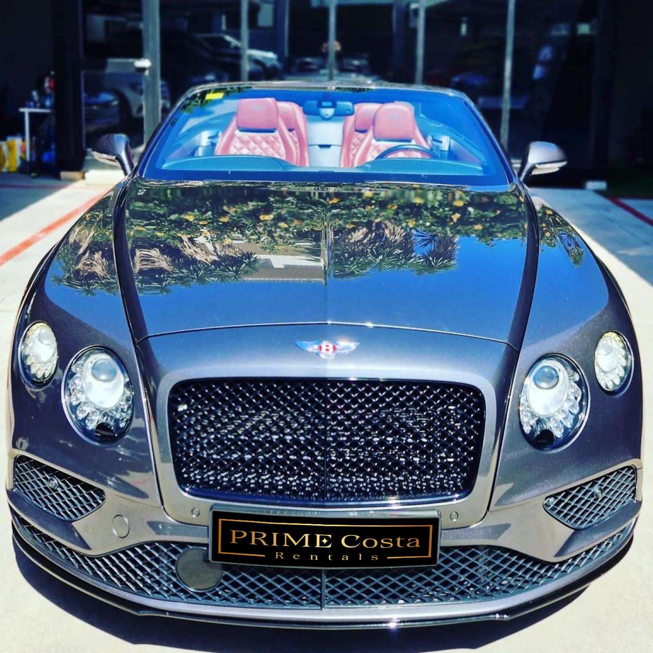 Silver Bentley GTC Cabrio for rent in Marbella – 4.0L V8, 520 HP, automatic luxury convertible with 4 seats.