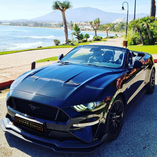 Ford Mustang GT 5.0 Cabrio for rent in Marbella – 450 HP V8 muscle convertible, automatic transmission.