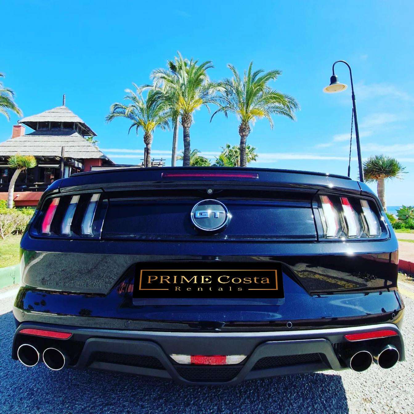 Ford Mustang GT 5.0 Cabrio for rent in Marbella – 450 HP V8 muscle convertible, automatic transmission.