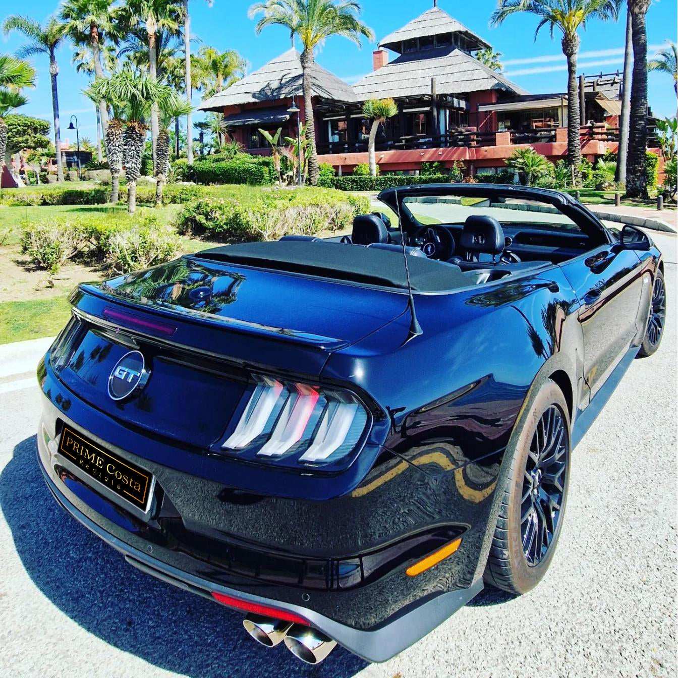 Ford Mustang GT 5.0 Cabrio for rent in Marbella – 450 HP V8 muscle convertible, automatic transmission.