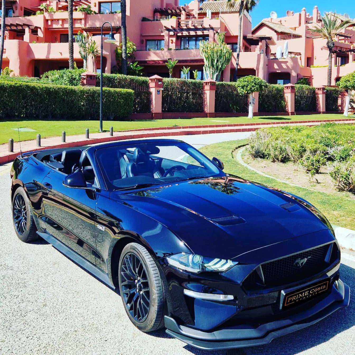 Ford Mustang GT 5.0 Cabrio for rent in Marbella – 450 HP V8 muscle convertible, automatic transmission.