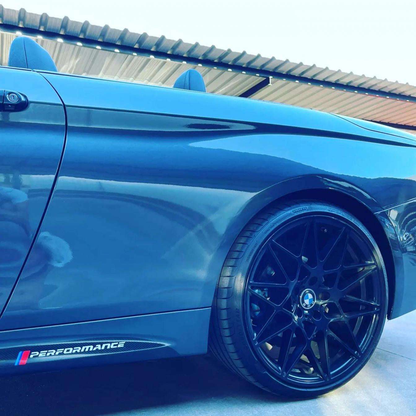 Silver BMW 428M Cabrio for rent in Marbella – 2.0L engine, 230 HP, automatic convertible, 4 seats.