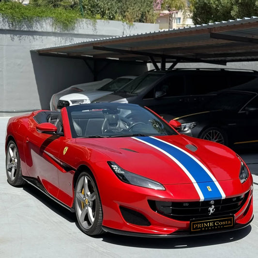 Ferrari Portofino convertible supercar for rent in Marbella – V8 twin-turbo, Italian design.
