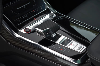 Black 2023 Audi SQ8 luxury SUV parked in Marbella, available for rent from Prime Costa Rentals.
