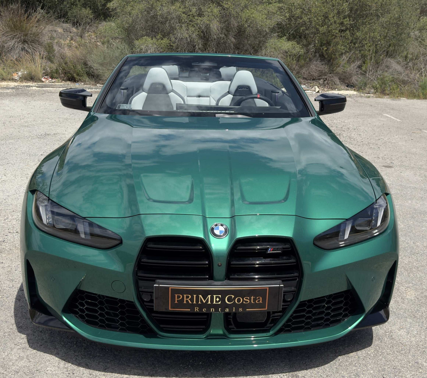 BMW M4 Competition Cabrio sports convertible for rent in Alicante – 510 HP, 3.7s 0–100 km/h, xDrive AWD, open-top driving.