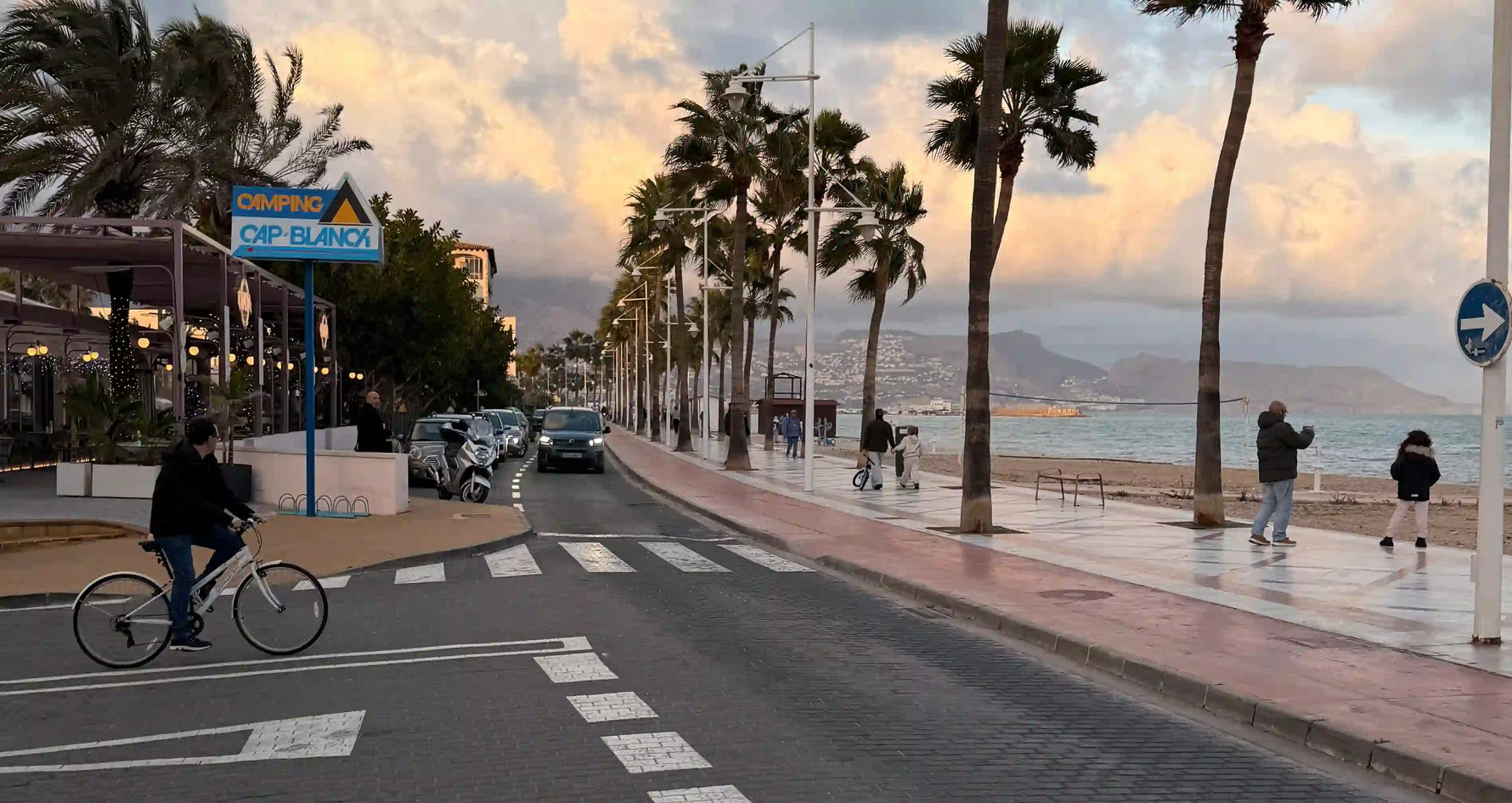 Albir town in Spain street view near sea, with people enjoy their time