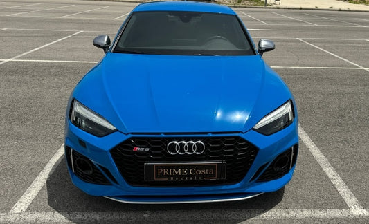 2020 Audi RS5 Blue parked near the coast front view