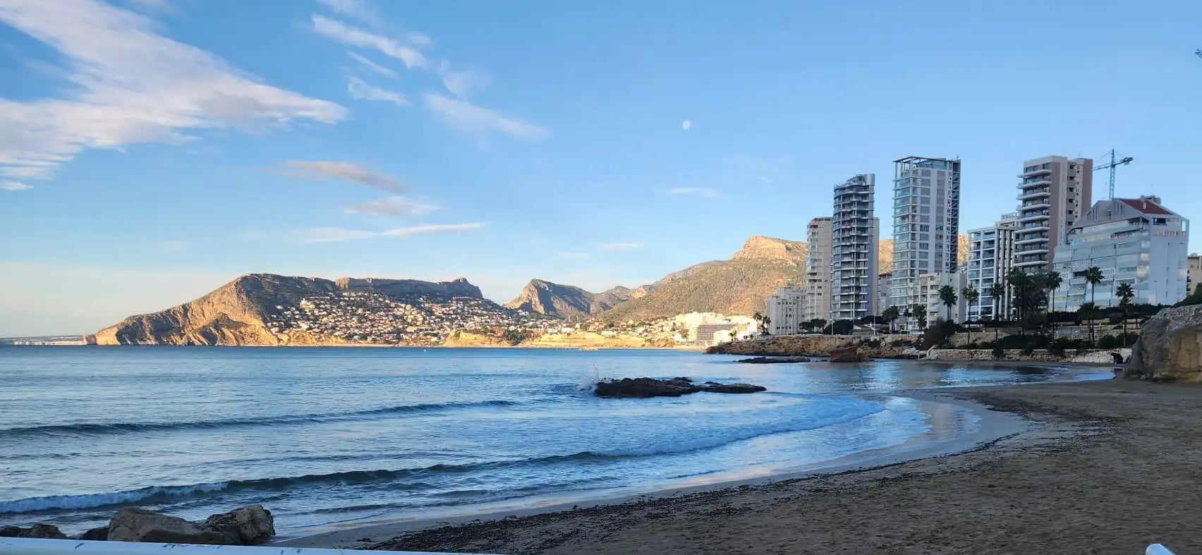 calpe city beach view shiny morning