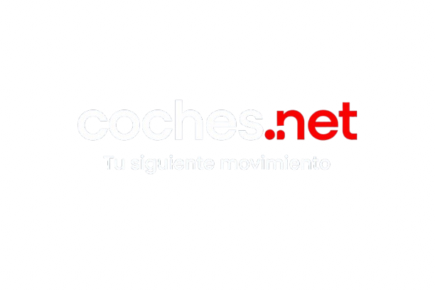 Coches.net logo with white and red text on dark background and tagline "Tu siguiente movimiento