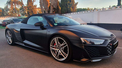 Audi R8 Cabriolet luxury convertible for rent in Alicante – V10 supercar, automatic transmission, open-top driving.