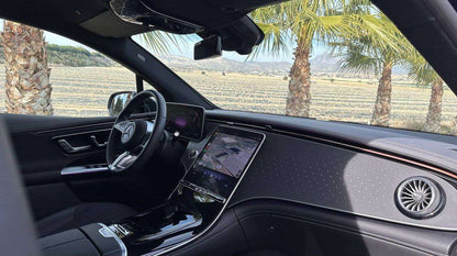 Mercedes-Benz EQE 350 luxury electric sedan for rent in Alicante – AWD, up to 600 km range, premium comfort.