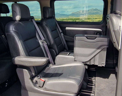 Toyota ProAce VIP luxury van for rent in Alicante – executive design, 250 km/day included.
