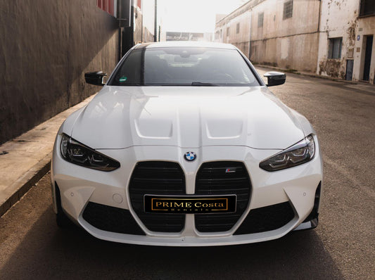 BMW M4 Competition sports car for rent in Alicante – 510 HP, 3.0L twin-turbo, luxury coupe.
