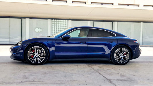 Porsche Taycan 4S luxury electric car for rent in Alicante – 563 HP, automatic, eco-friendly performance sedan.