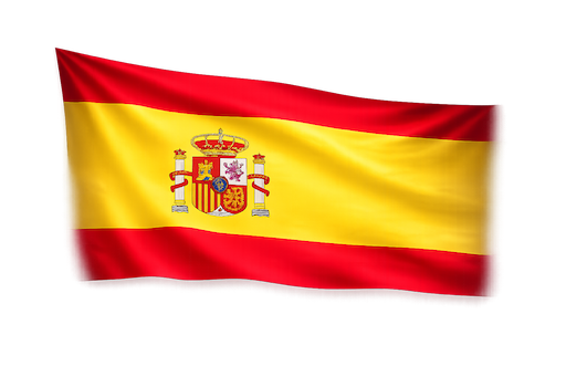 Spanish flag with coat of arms and soft fade into black background
