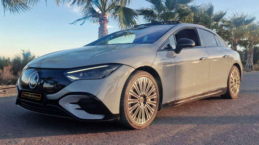 Mercedes-Benz EQE 500 4MATIC electric luxury sedan for rent in Alicante – AWD, up to 600 km range, premium interior.