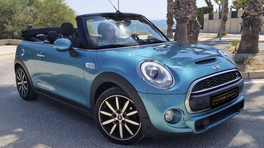 Mini Cooper Cabrio convertible for rent in Alicante – compact city car, stylish design, open-top driving.